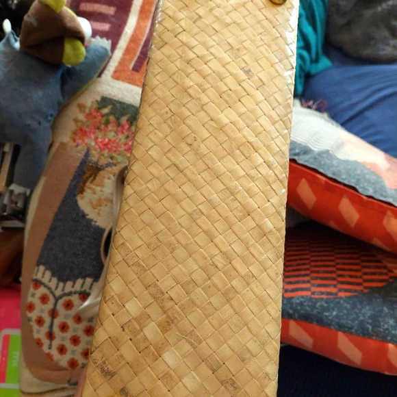 Vintage 70s/80s Large Straw Raffetta Floral Handbag/Tote - Picture 3 of 6